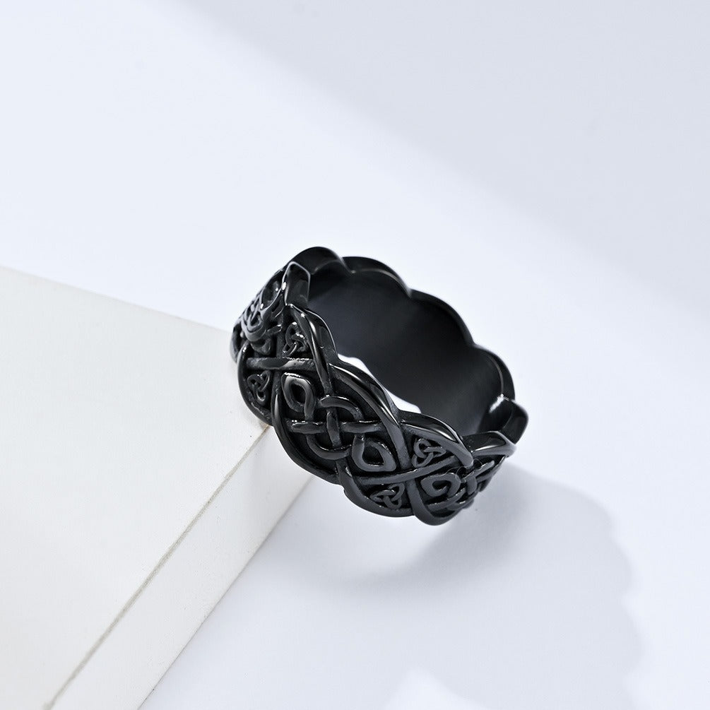 Kemstone Celtic Knot Wolf Ring for Men Stainless Steel Vintage Engraved K-R690