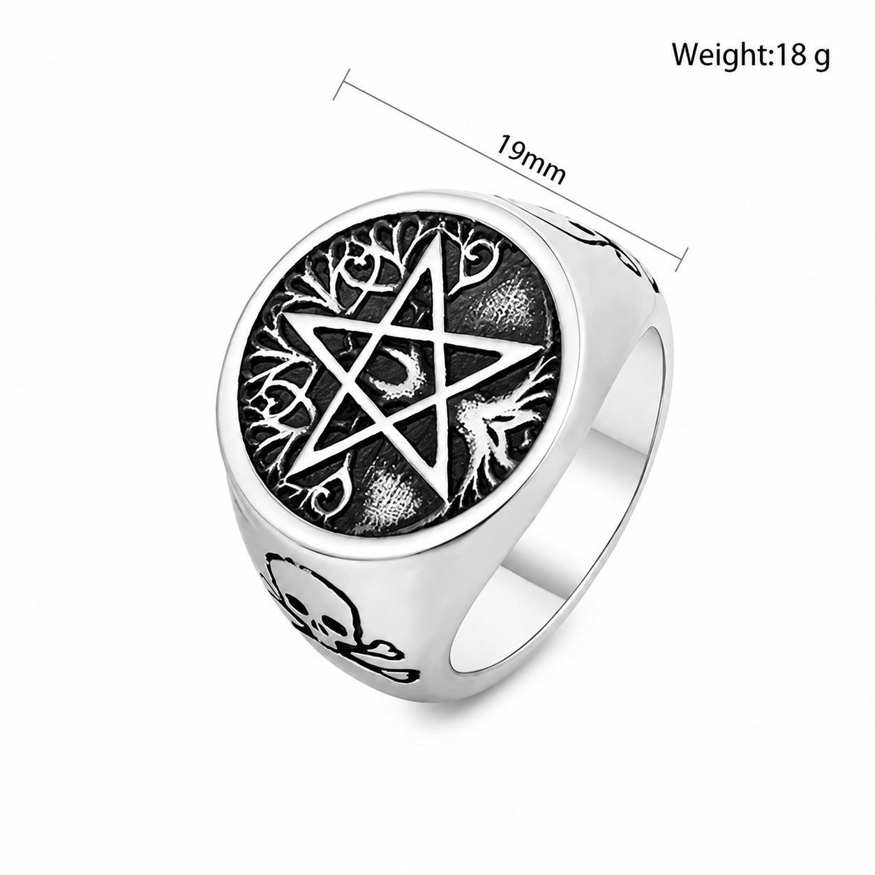 Kemstone Star Signet Ring for Men Titanium Steel Tree of Life Pattern Gothic Vintage R0484
