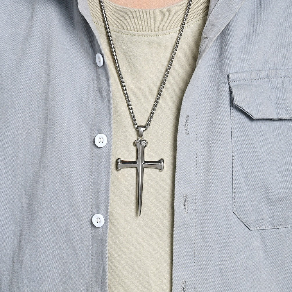 Kemstone Stainless Steel Cross Pendant Necklace – Vintage Style for Men K-PT683