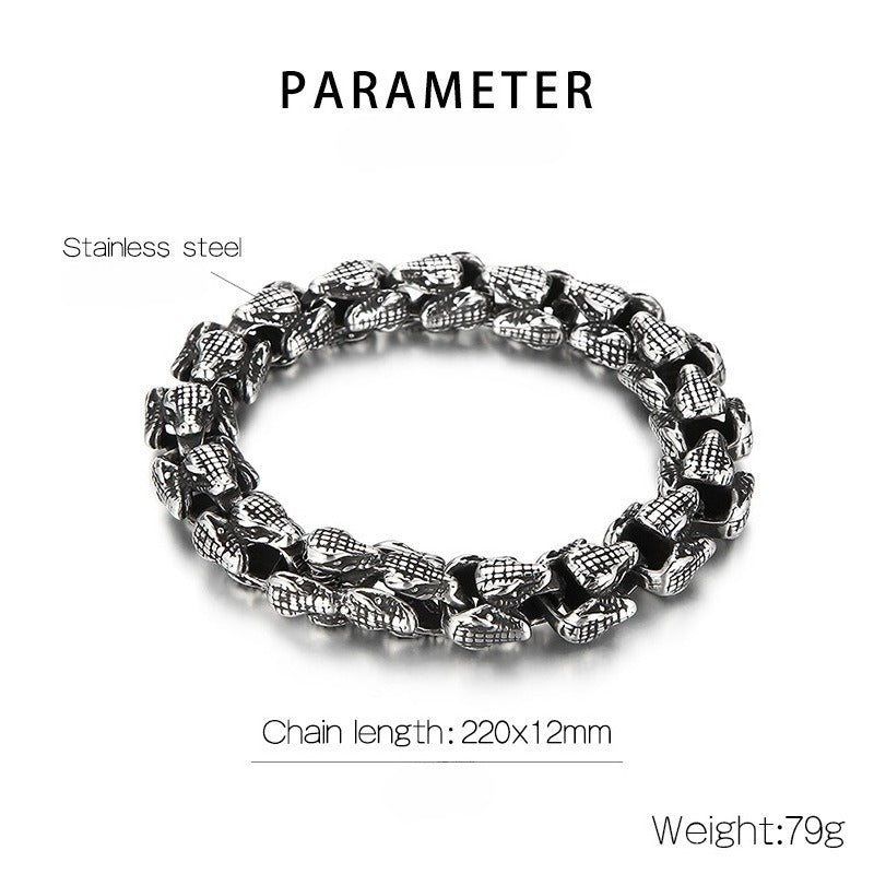Kemstone Snake Head Bracelet for Men Titanium Steel Vintage Animal Jewelry KB155325-KJX