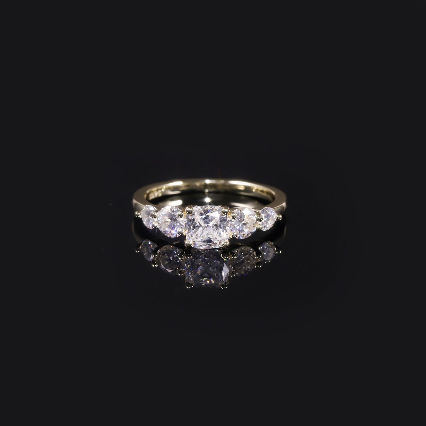 Kemstone 1 Carat D Color Moissanite Square Ring for Women – S925 Gold Plated Sterling Silver with Side Stones, Handcrafted Original Design