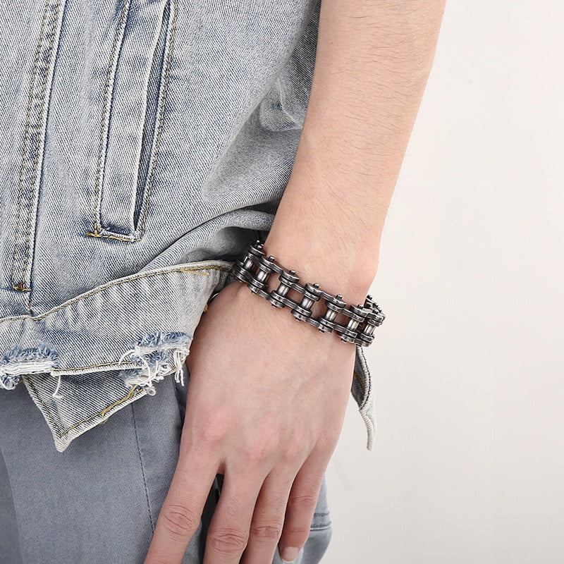 Kemstone Biker Chain Bracelet for Men – 18mm Stainless Steel Motorcycle Link Jewelry | KB18912-D