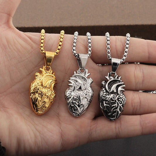 Kemstone Anatomical Heart Pendant – 18K Vacuum Plated Stainless Steel Gothic Power Symbol KP130473