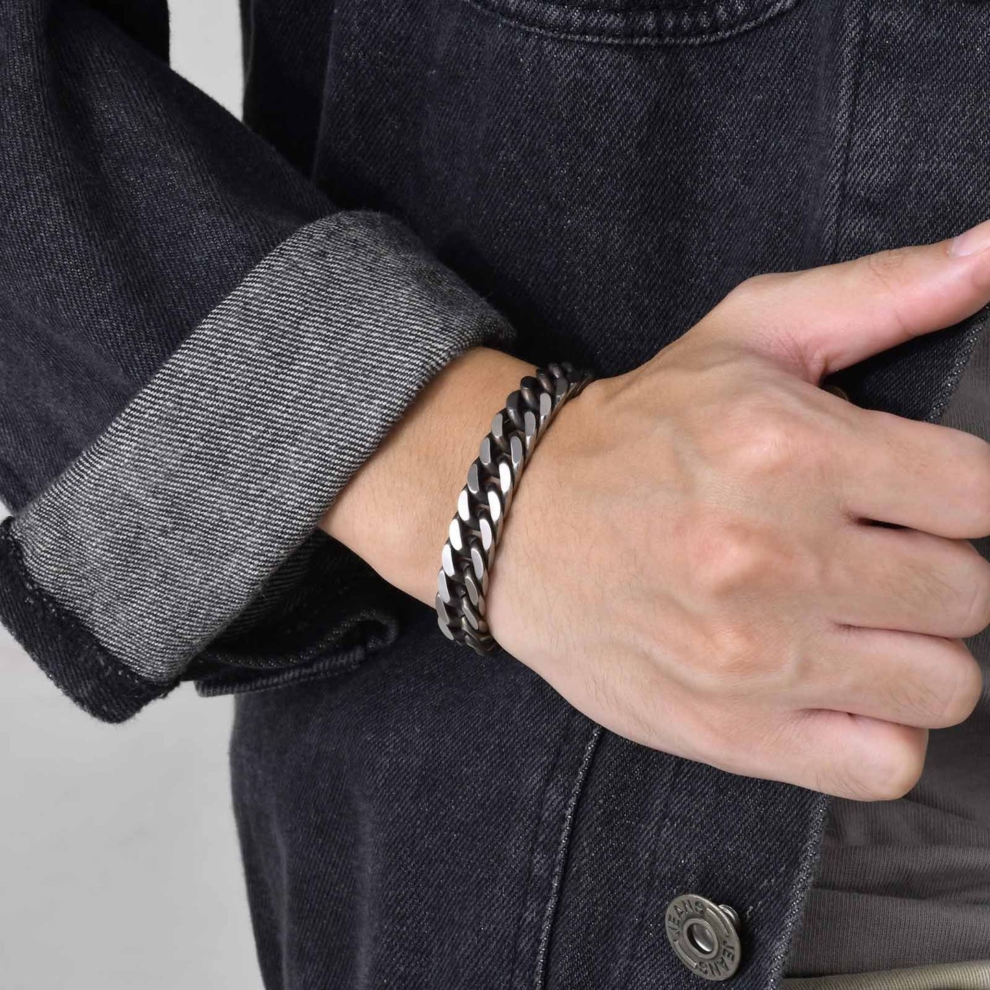 Kemstone Bold Cuban Link Stainless Steel Bracelet – Heavyweight Viking Style Chain for Men BR-475