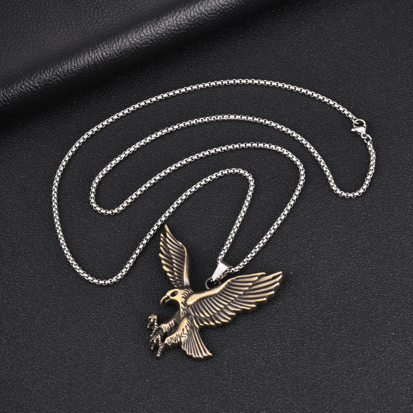 Kemston Alloy Eagle Pendant Necklace for Men Vintage Hip Hop Bird Symbol NC-3001