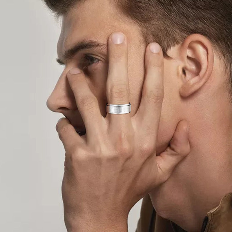 Kemstone Titanium Steel Spinner Ring – Minimalist Men’s Jewelry Ring R-394