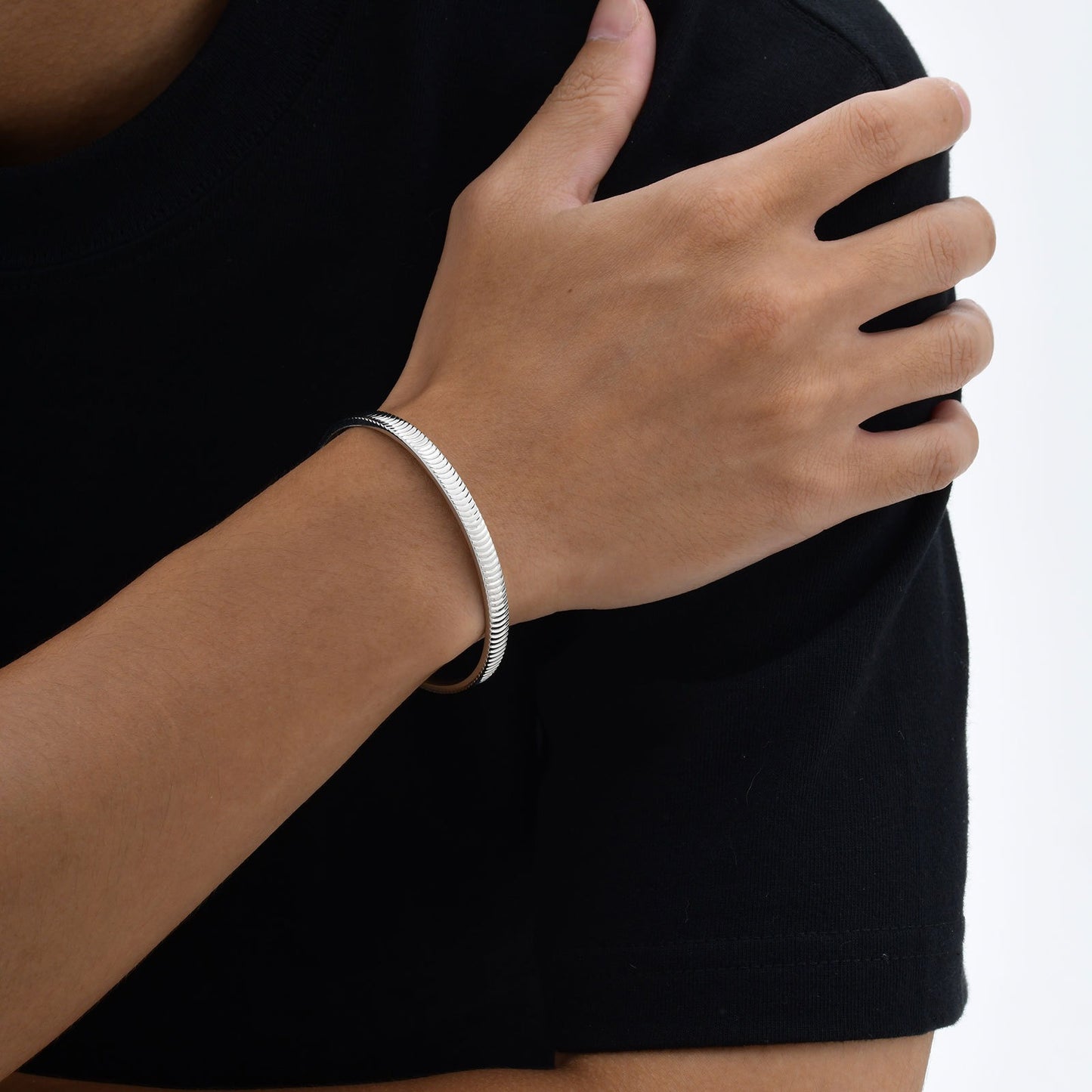 Kemstone Men’s Stainless Steel Cuff Bracelet – Minimalist Open Bangle B-565