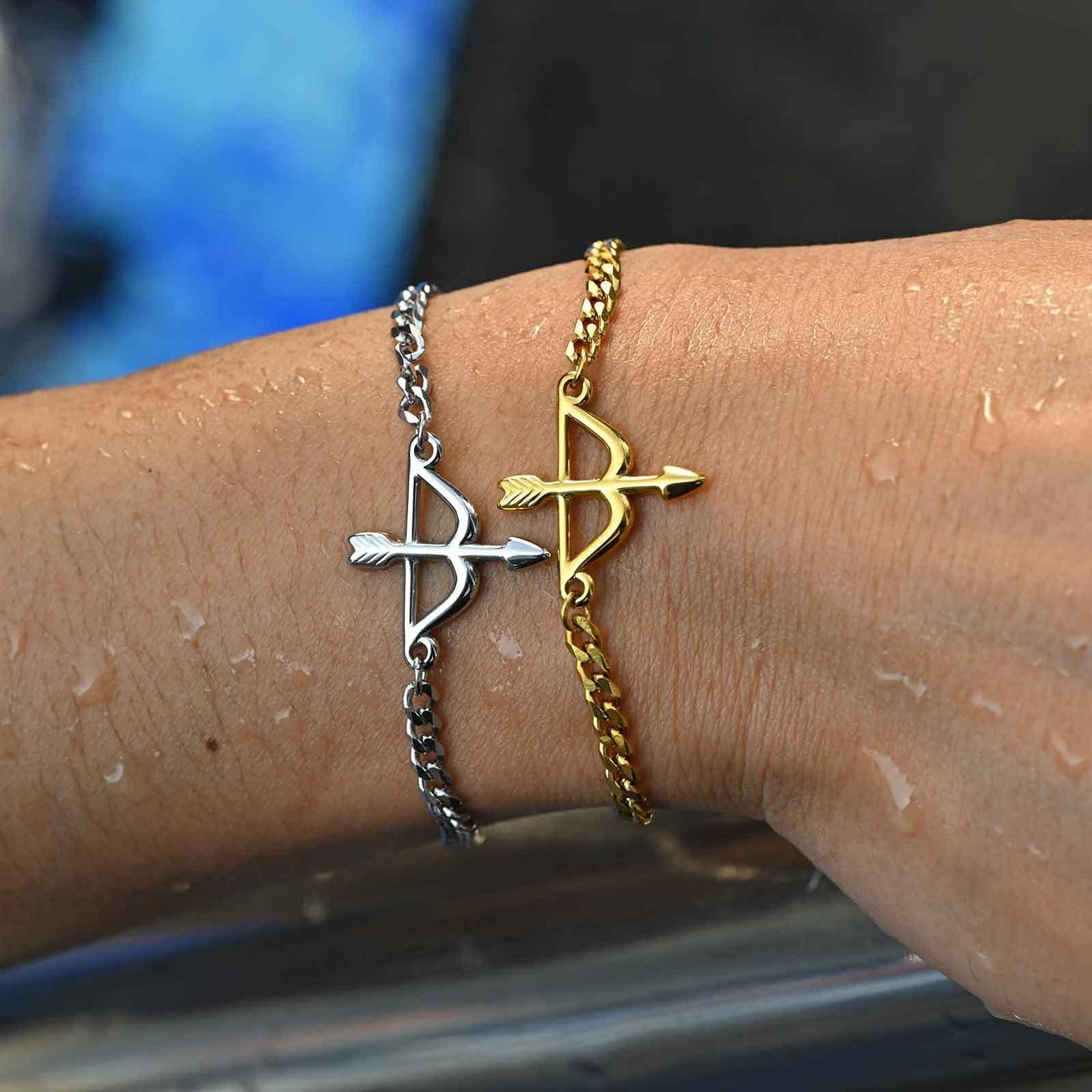 Kemstone Archer Bracelet – Stainless Steel Bow & Arrow Chain Jewelry for Men & Women BR-2621