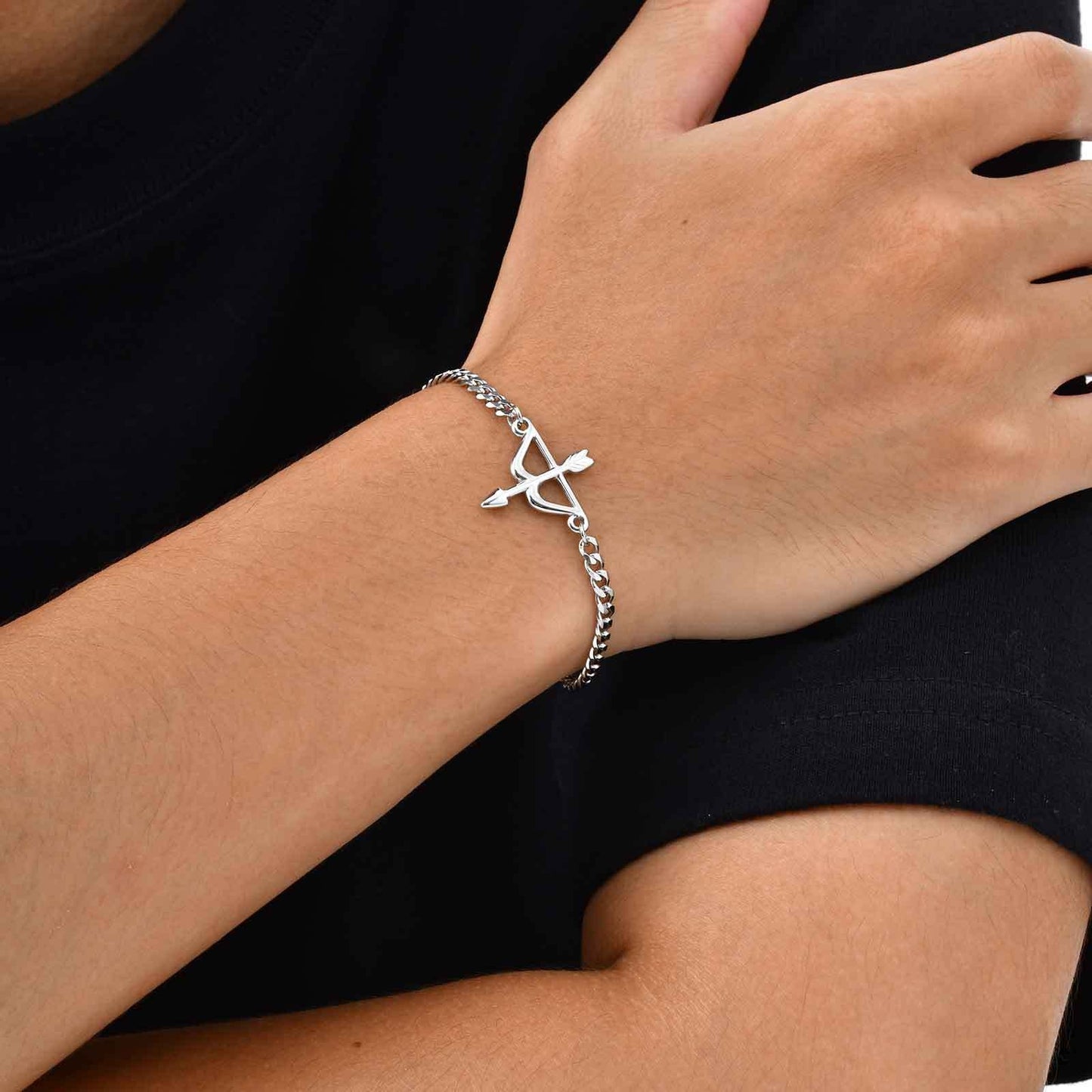 Kemstone Archer Bracelet – Stainless Steel Bow & Arrow Chain Jewelry for Men & Women BR-2621