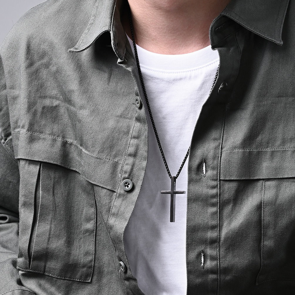 Kemstone Stainless Steel Cross Pendant Necklace – Minimalist for Men & Women Jewelry K-PT233
