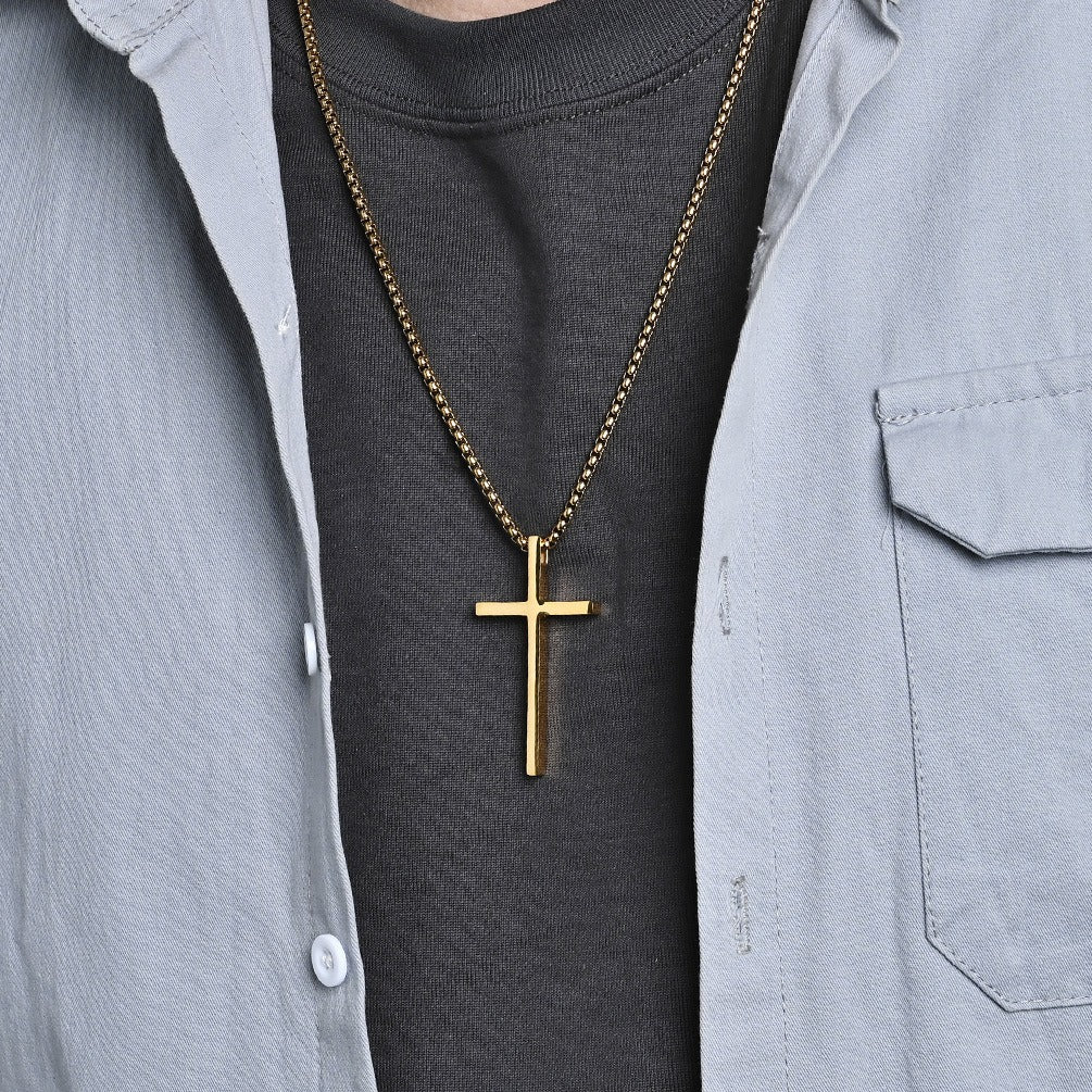 Kemstone Stainless Steel Cross Pendant Necklace – Minimalist for Men & Women Jewelry K-PT233