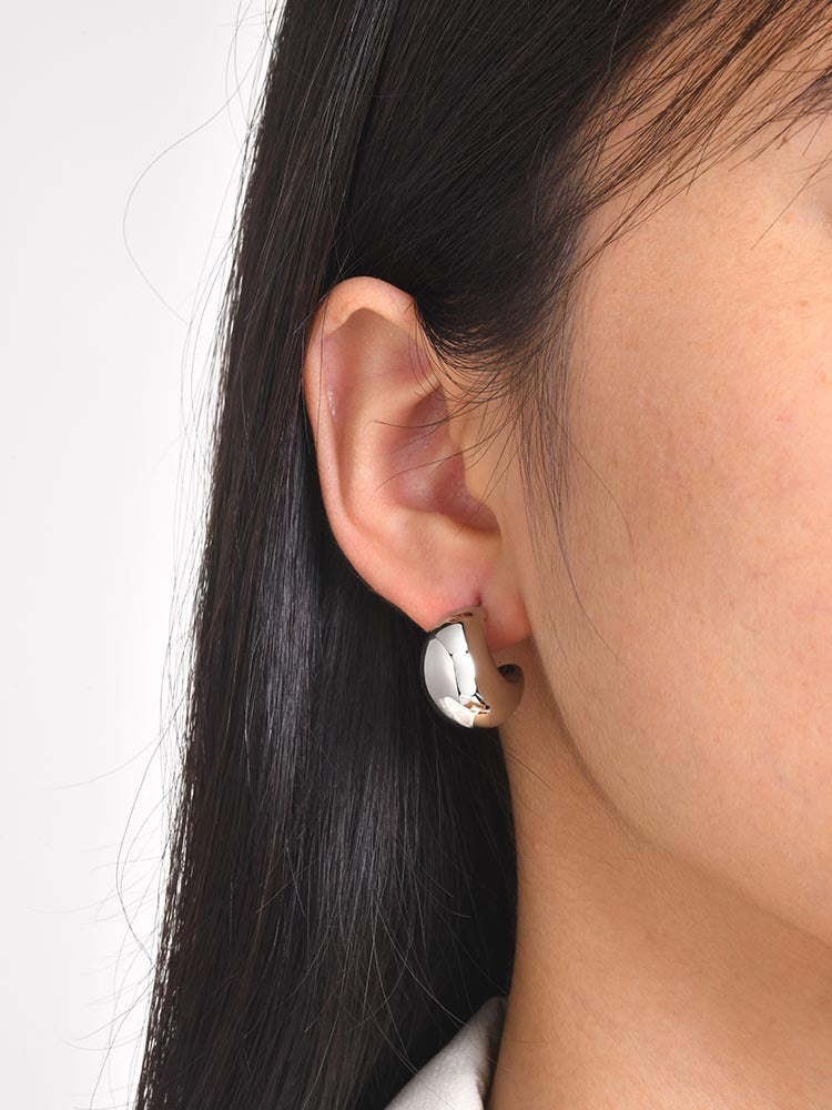Pendientes Kemstone Hollow Crescent Moonlight de acero inoxidable - Líneas minimalistas y luz de luna susurrante ES-353