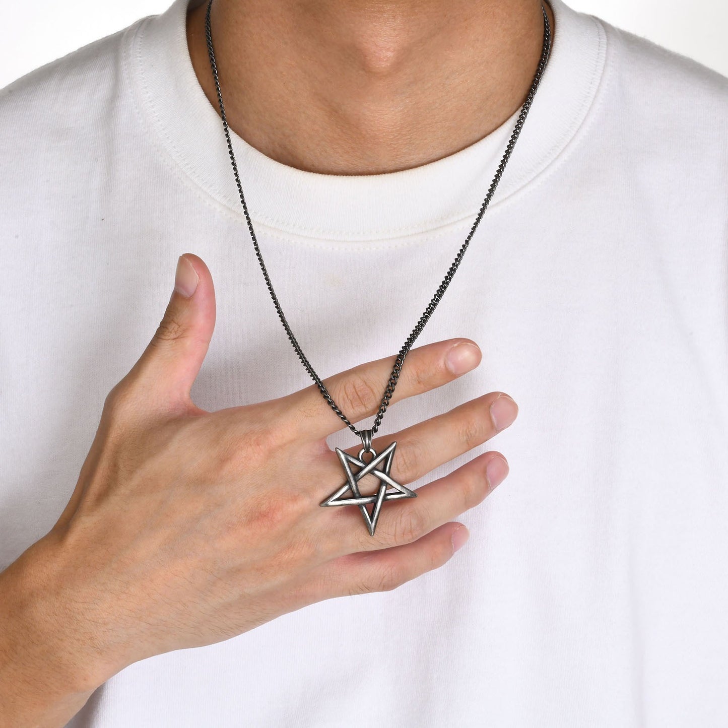 Kemstone Stainless Steel Pentagram Necklace – Gothic Five-Point Star Pendant PN-1368