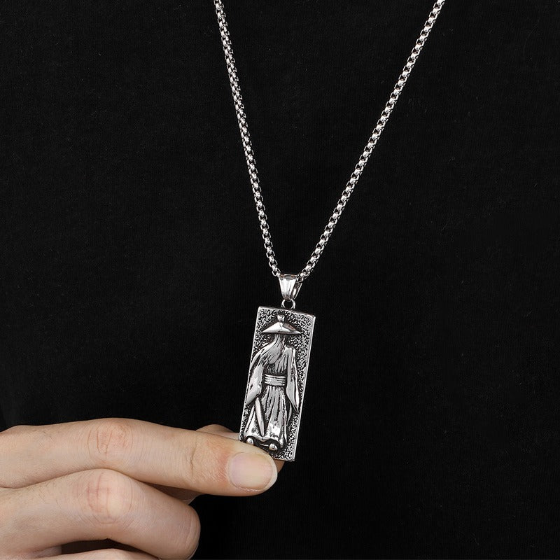 Kemstone Titanium Steel Men’s Pendant Necklace – Gothic Carved Motifs KP94612