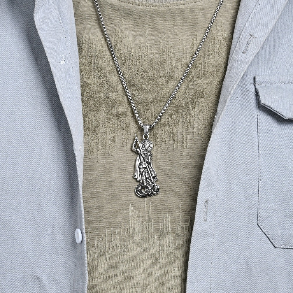 Kemstone Men’s Stainless Steel Saint George Pendant Silver Three Colors K-PT640