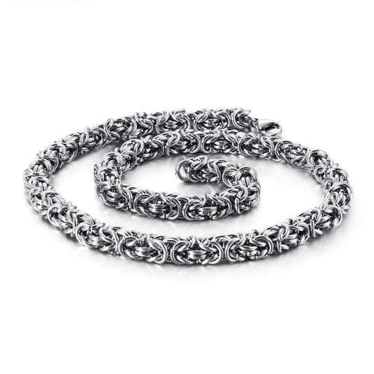 Kemstone Viking Dragonbone Chain Necklace for Men – Stainless Steel Biker Jewelry, 6-8mm KN93419-Z