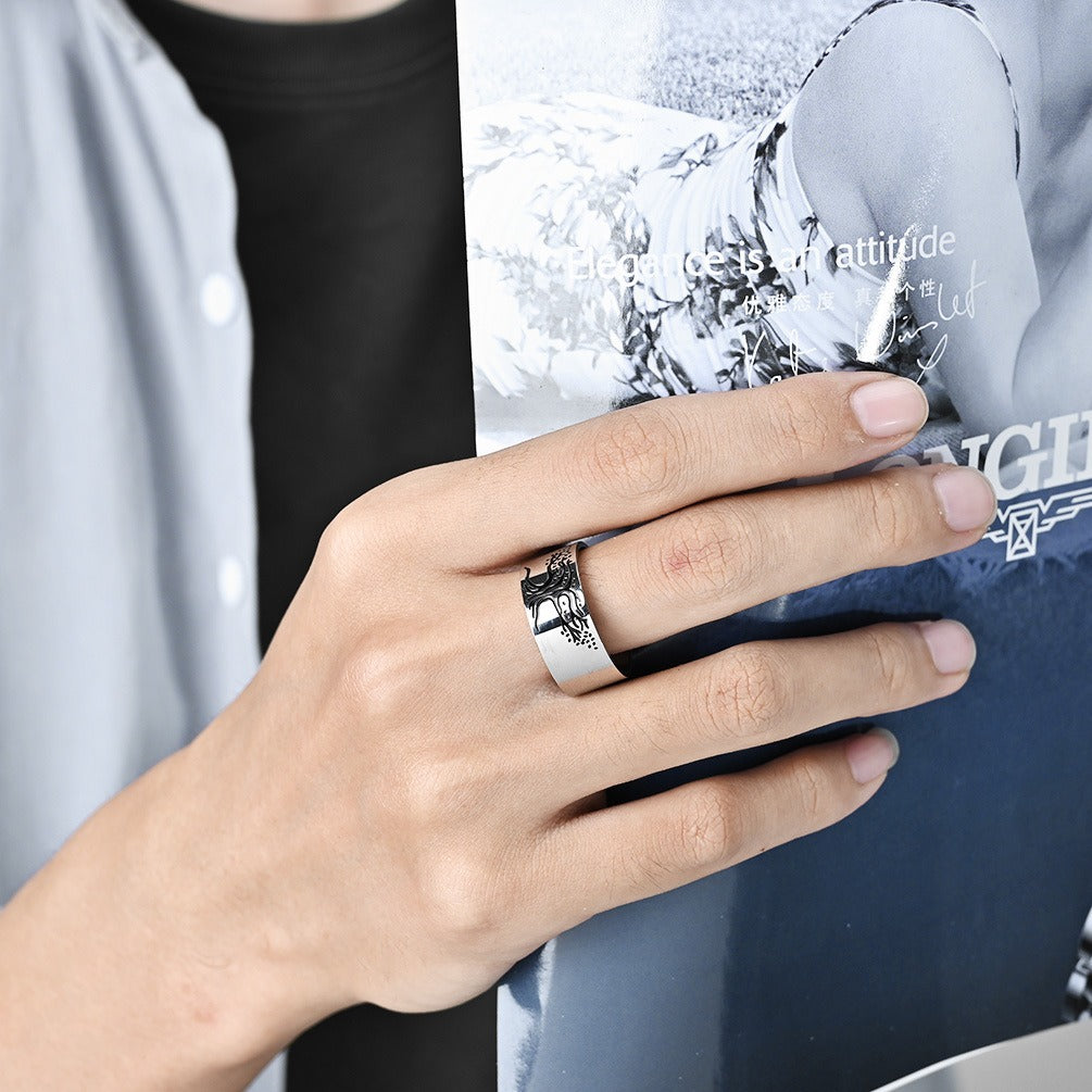Kemstone Stainless Steel Tree of Life Ring for Men Minimalist K-R772