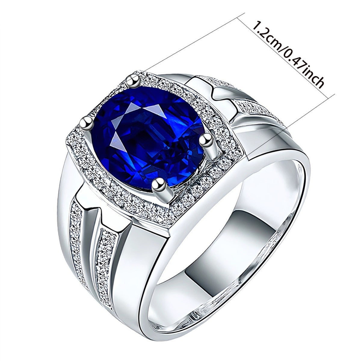 Kemstone Blue Cubic Zirconia Ring for Men Stainless Steel MJ0468