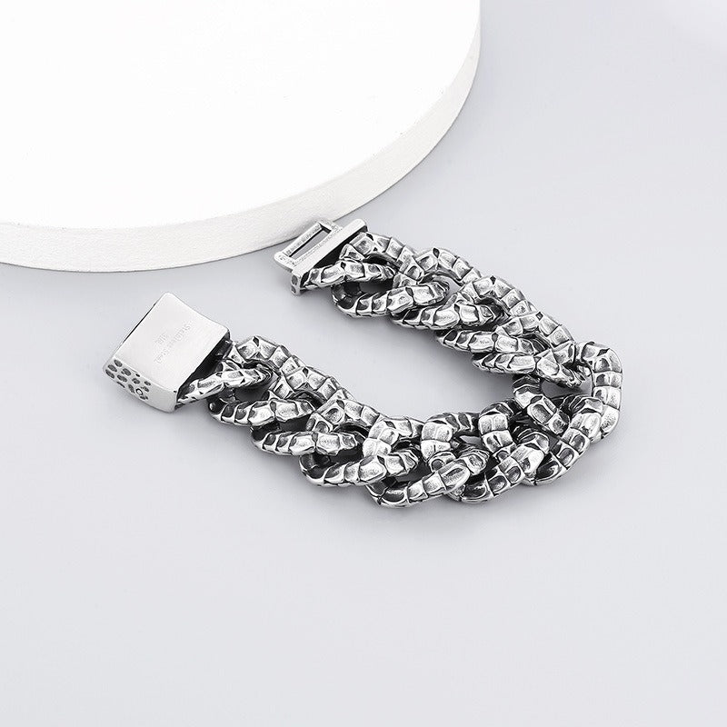 Kemstone Snake Chain Bracelet for Men Titanium Steel Snake Scale Link Design KB165138-KJX