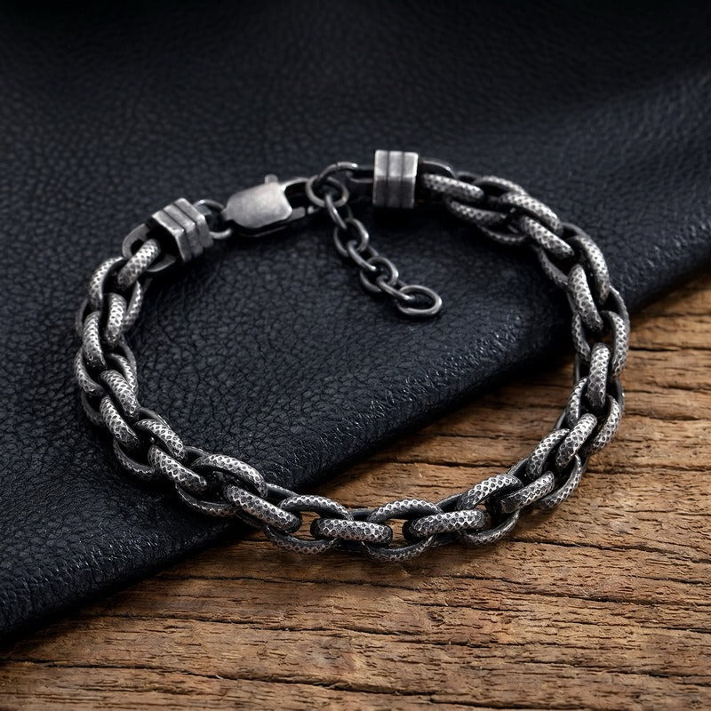 Kemstone Textured Braided Chain Bracelet for Men Titanium Steel Twisted Link KB214674-KFC