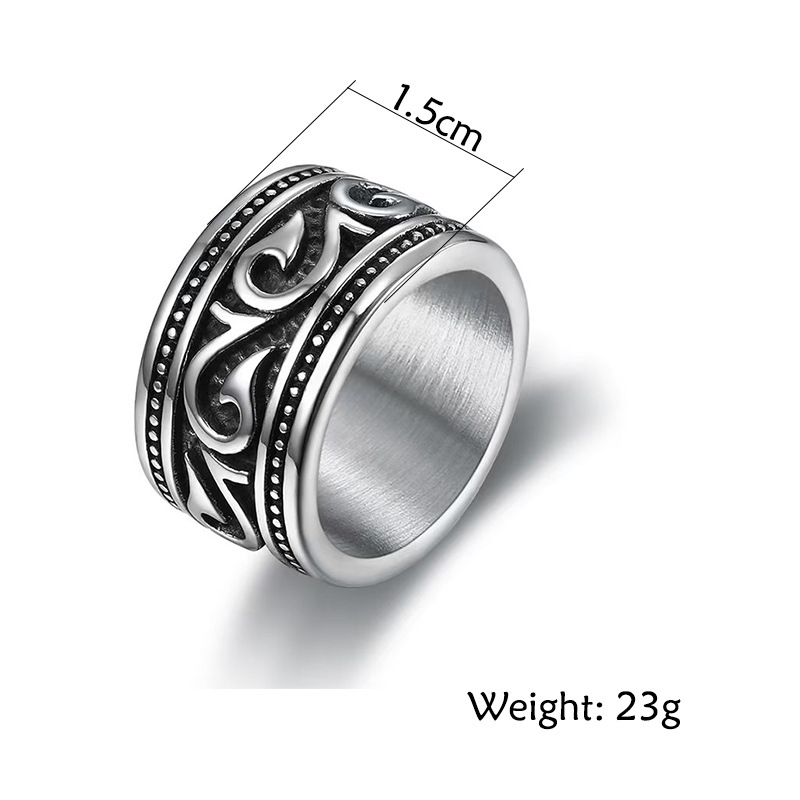 Kemstone Vine Scroll Ring for Men Wide Titanium Steel TR0494