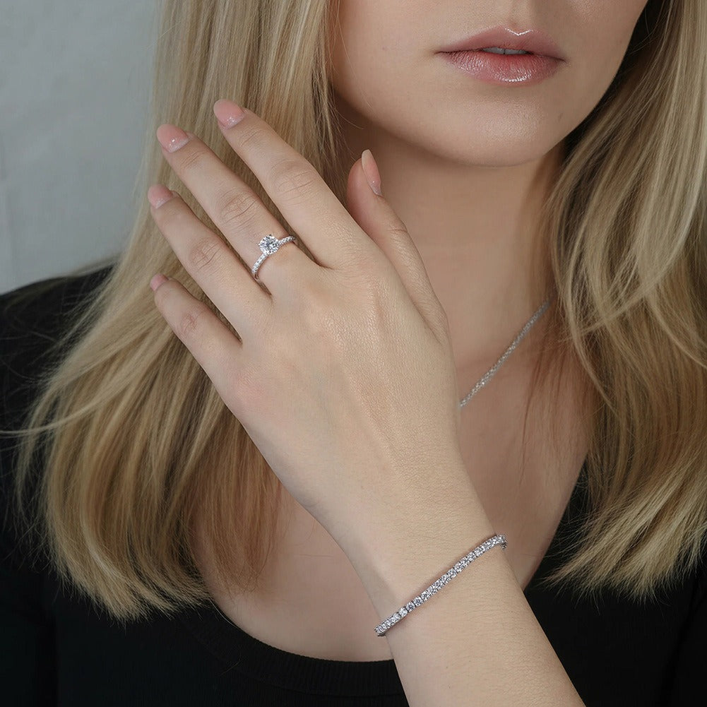 Kemstone 925 Sterling Silver Moissanite Ring for Women – 6.5mm Moissanite Stone MOR09