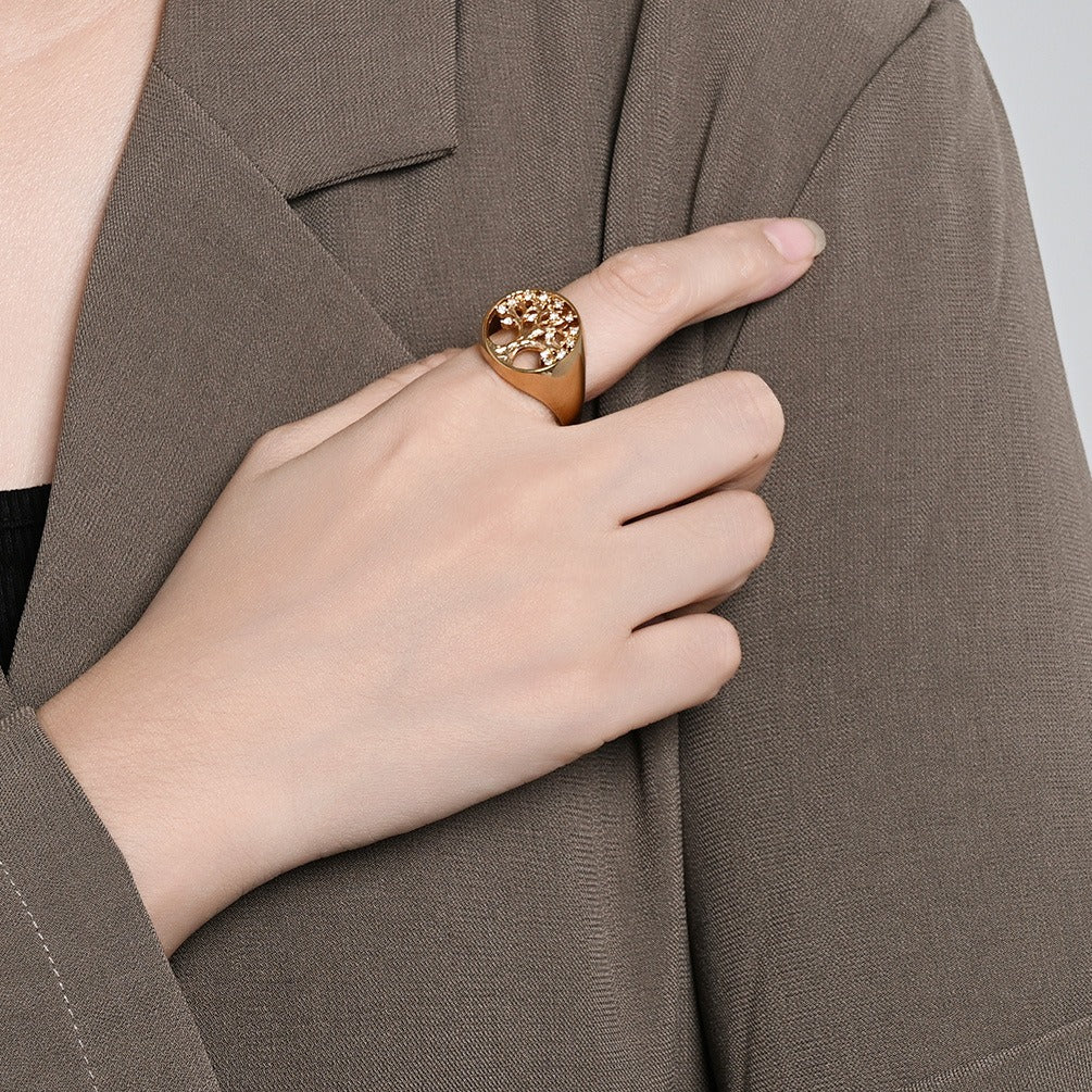 Kemstone Tree of Life Ring – Stainless Steel Crystal Women’s Jewelry K-R1074