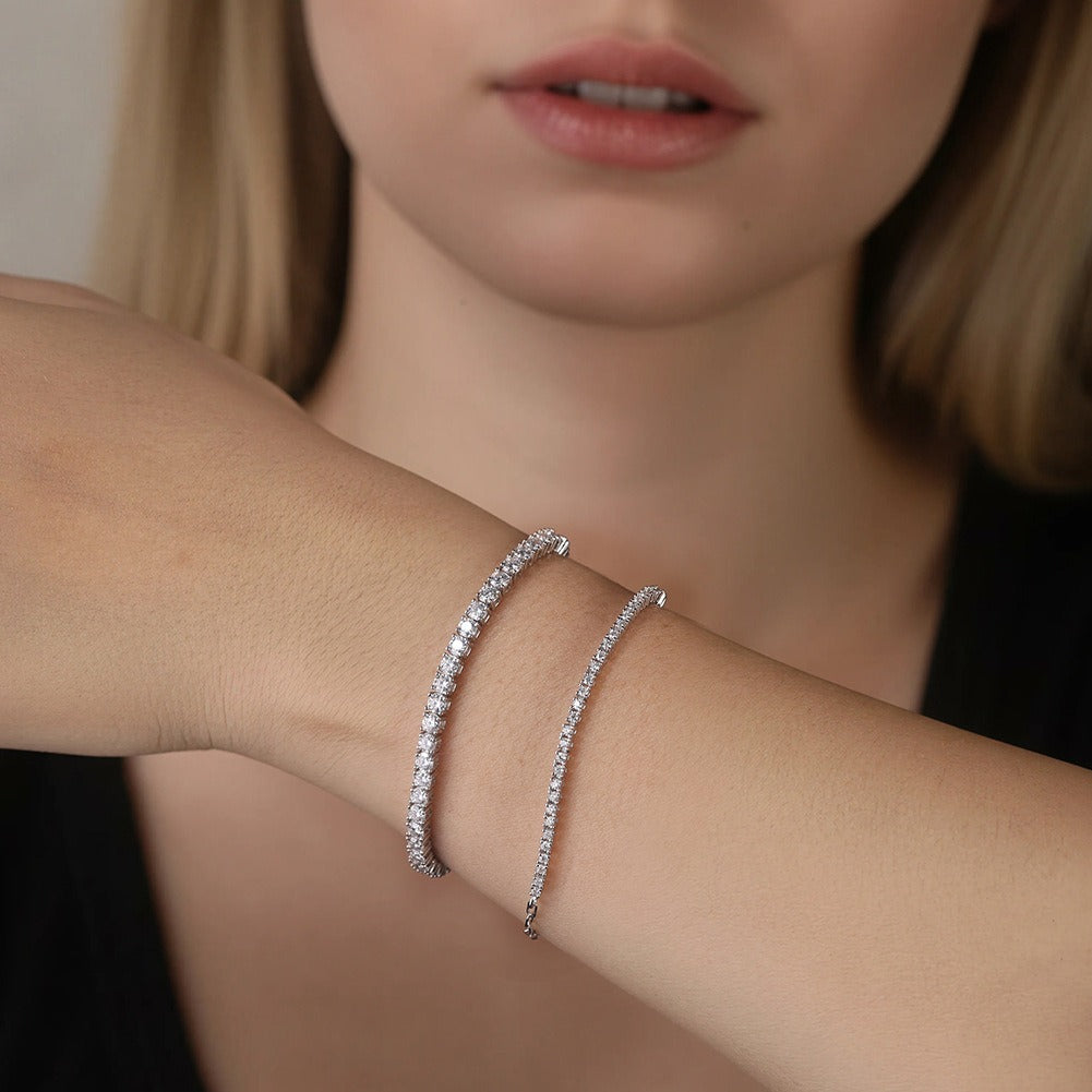 Kemstone Adjustable Moissanite Tennis Bracelet in 925 Sterling Silver for Women, Silver – MOB02