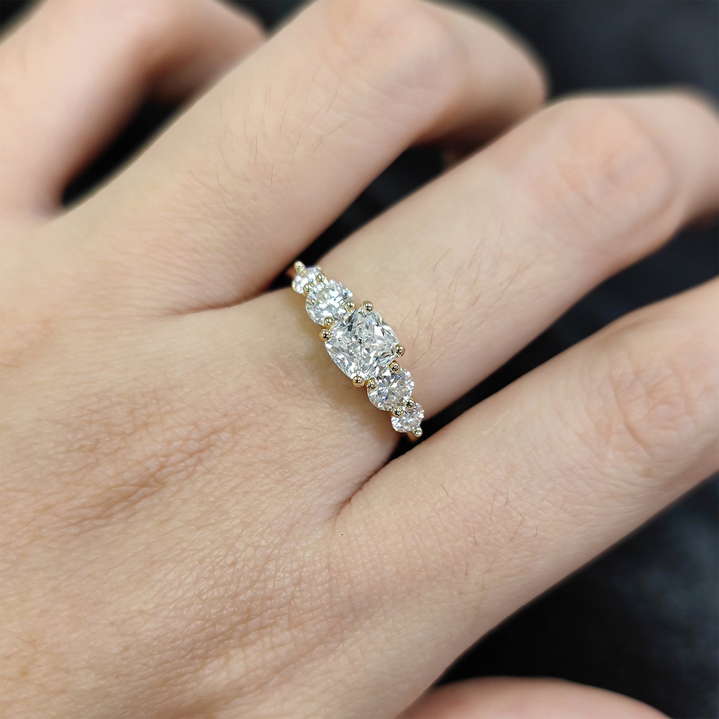 Kemstone 1 Carat D Color Moissanite Square Ring for Women – S925 Gold Plated Sterling Silver with Side Stones, Handcrafted Original Design