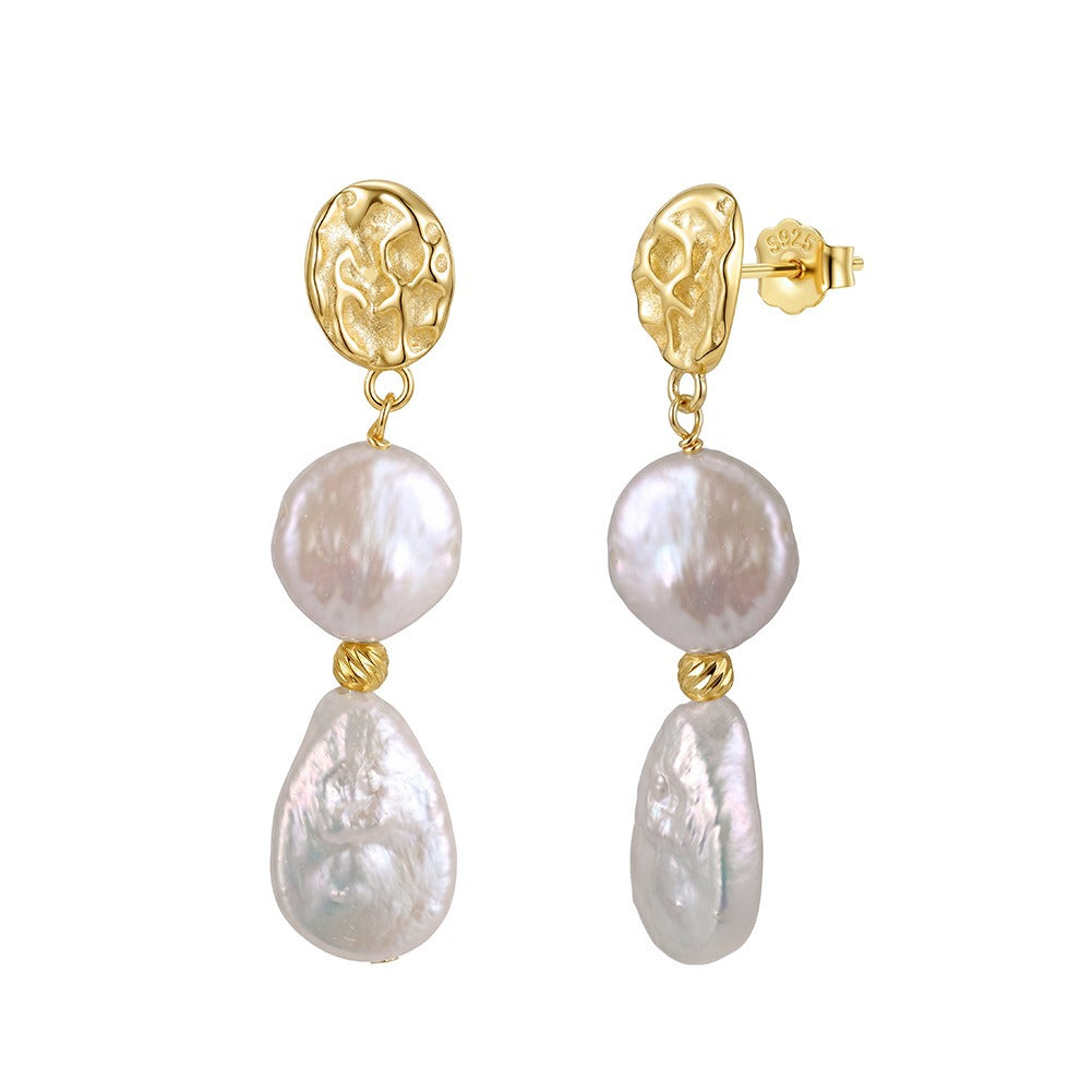 Kemstone Freshwater Pearl Double Drop Earrings for Women 925 Sterling Silver GPE149
