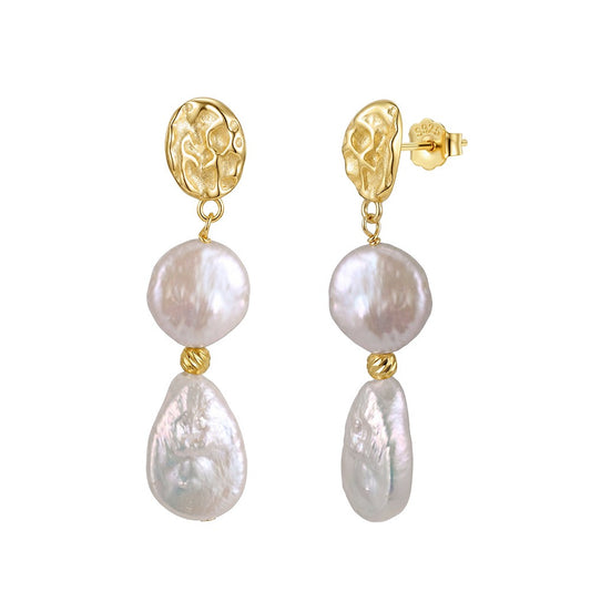 Kemstone Freshwater Pearl Double Drop Earrings for Women 925 Sterling Silver GPE149