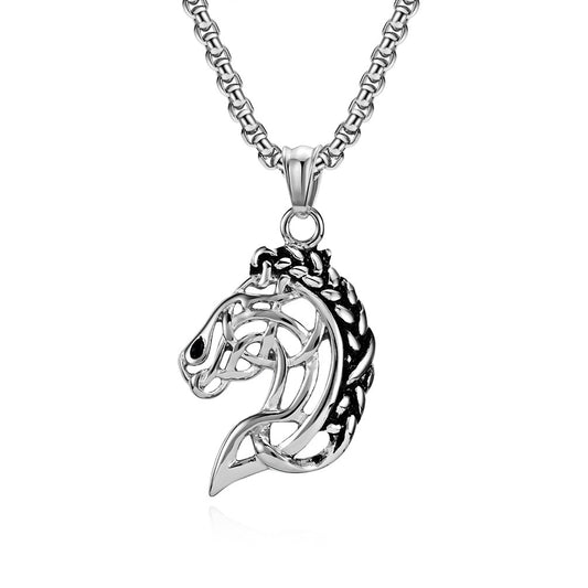 Kemstone Stainless Steel Abstract Horse Head Pendant Necklace for Men K-PT480