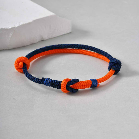 Kemstone Blue Orange Milan Rope Infinity Knot Bracelet for Men & Women BL-819