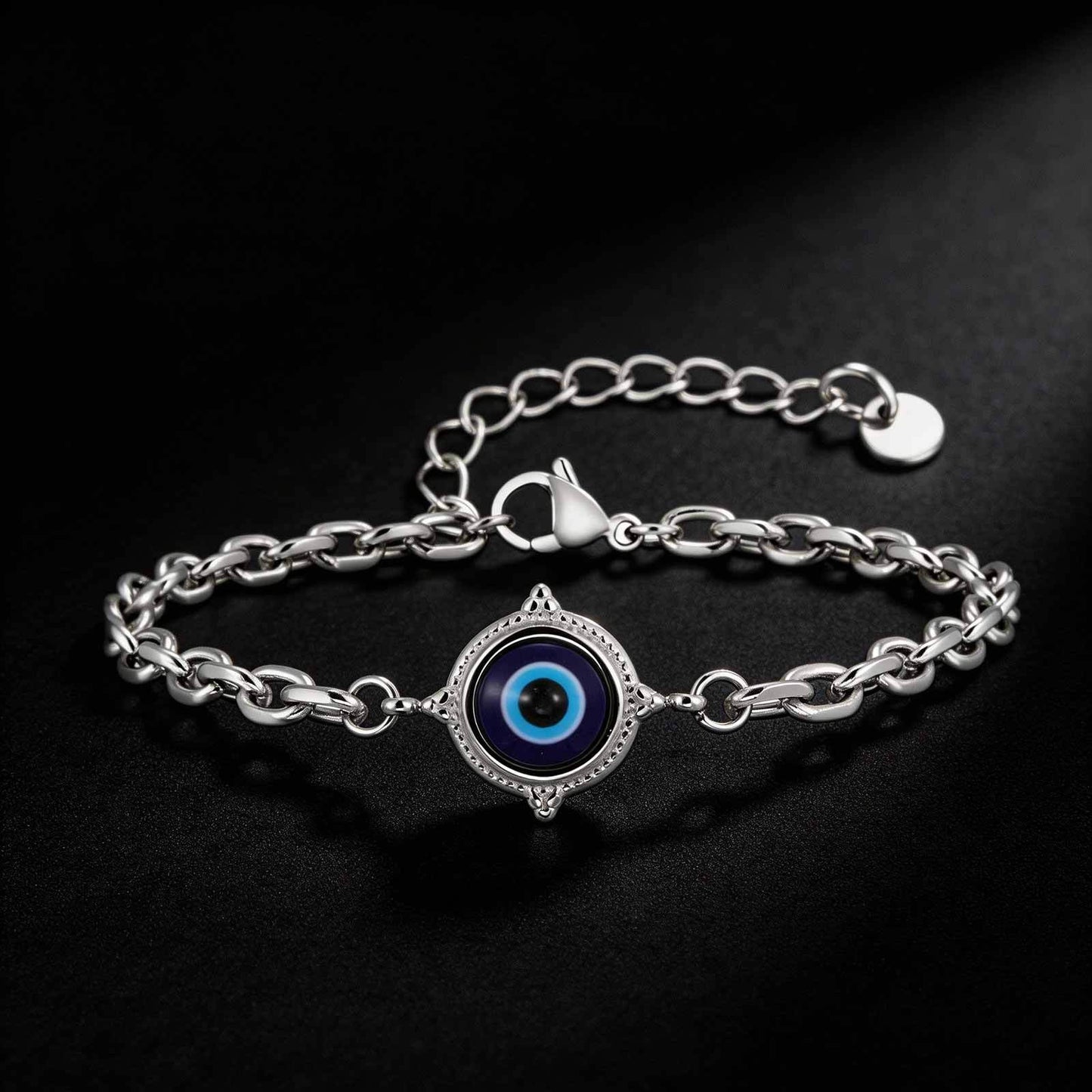 Kemstone Stainless Steel Eye Motif Chain Bracelet for Men Adjustable Link Bracelet BR-2882