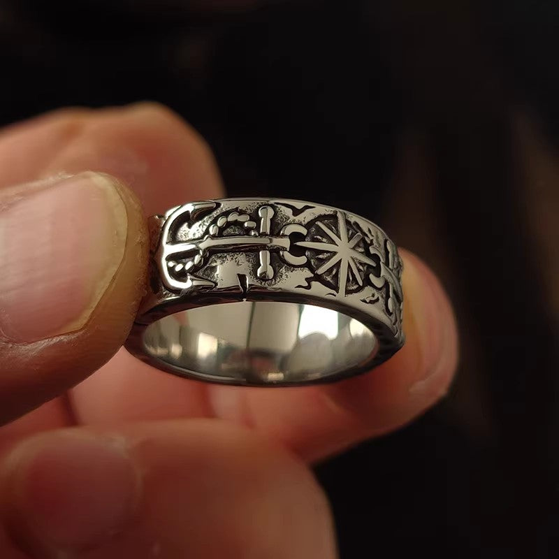 Kemstone Vintage Anchor Ring – Titanium Steel 9MM for Men NW-SR256