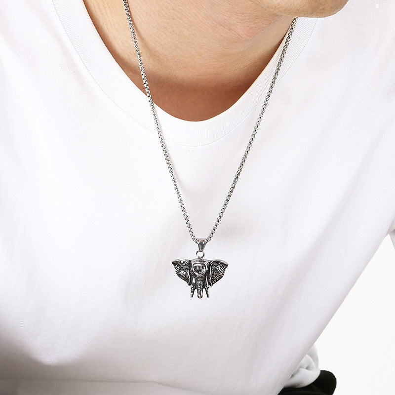 Kemstone Pendant Necklace for Men Titanium Steel Gothic Animal Pendant Snake Spider Skull Silver KP117040-LU