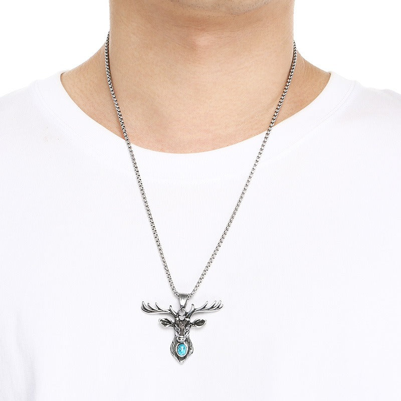 Kemstone Pendant Necklace for Men Titanium Steel Gothic Animal Pendant Snake Spider Skull Silver KP117040-LU