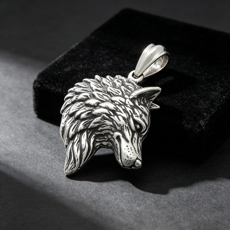 Kemstone Titanium Steel Wolf Head Pendant Necklace for Men Vintage Animal Charm KP117150-KJX