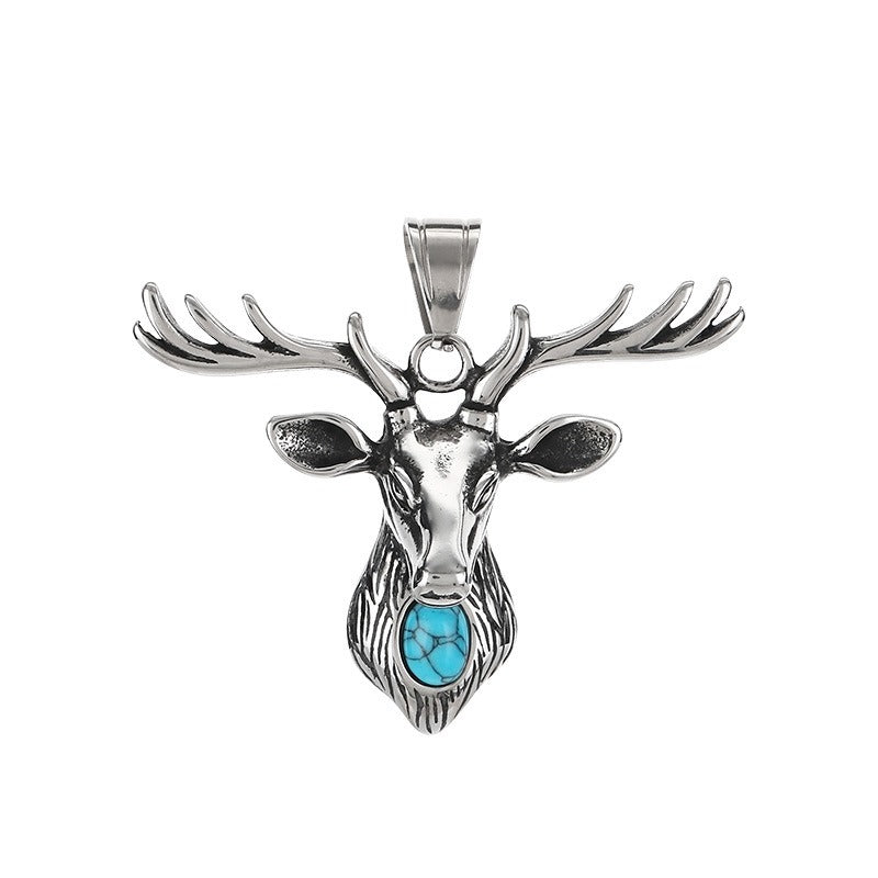 Kemstone Pendant Necklace for Men Titanium Steel Gothic Animal Pendant Snake Spider Skull Silver KP117040-LU