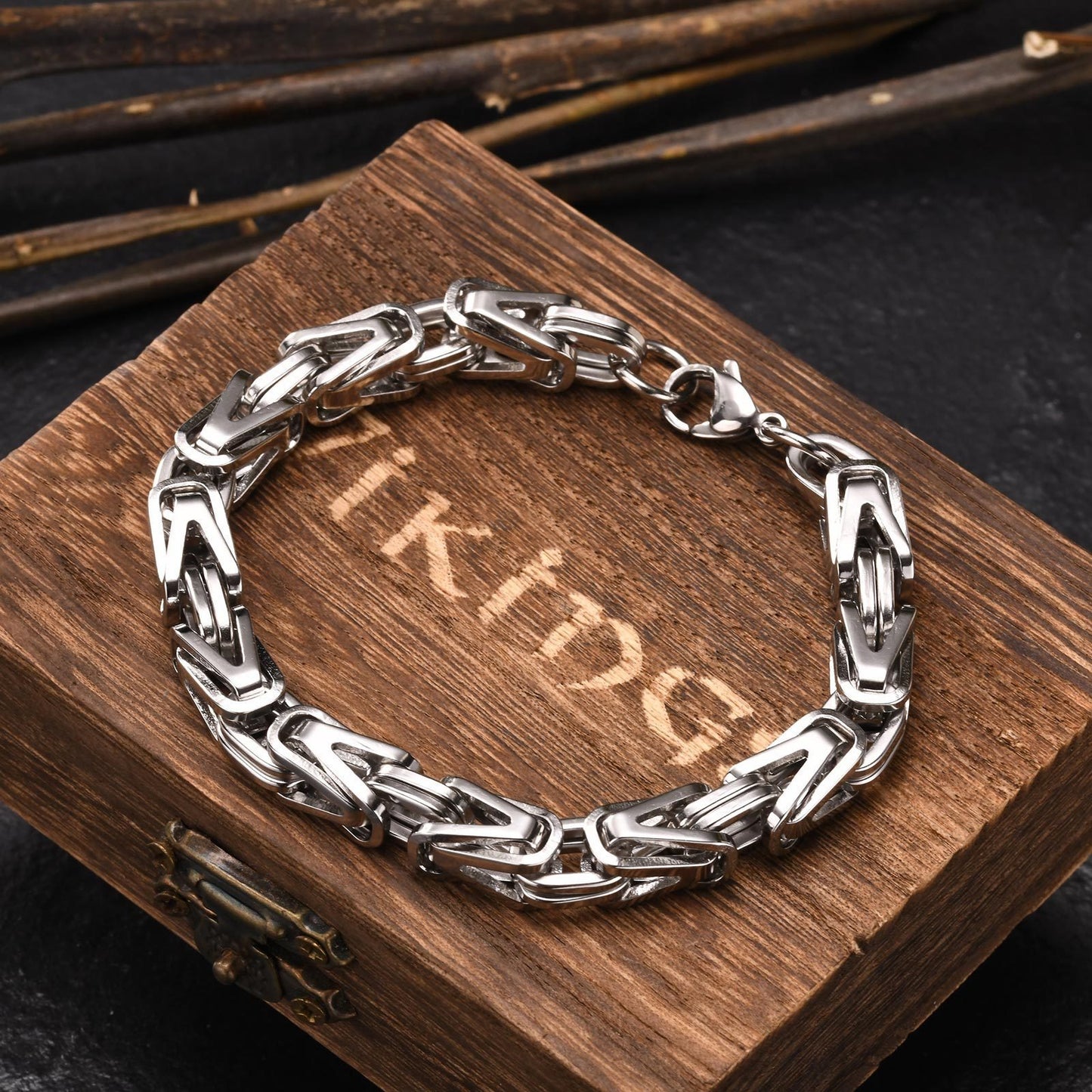 Kemstone Titanium Steel V-Link Chain Bracelet for Men BR-1896
