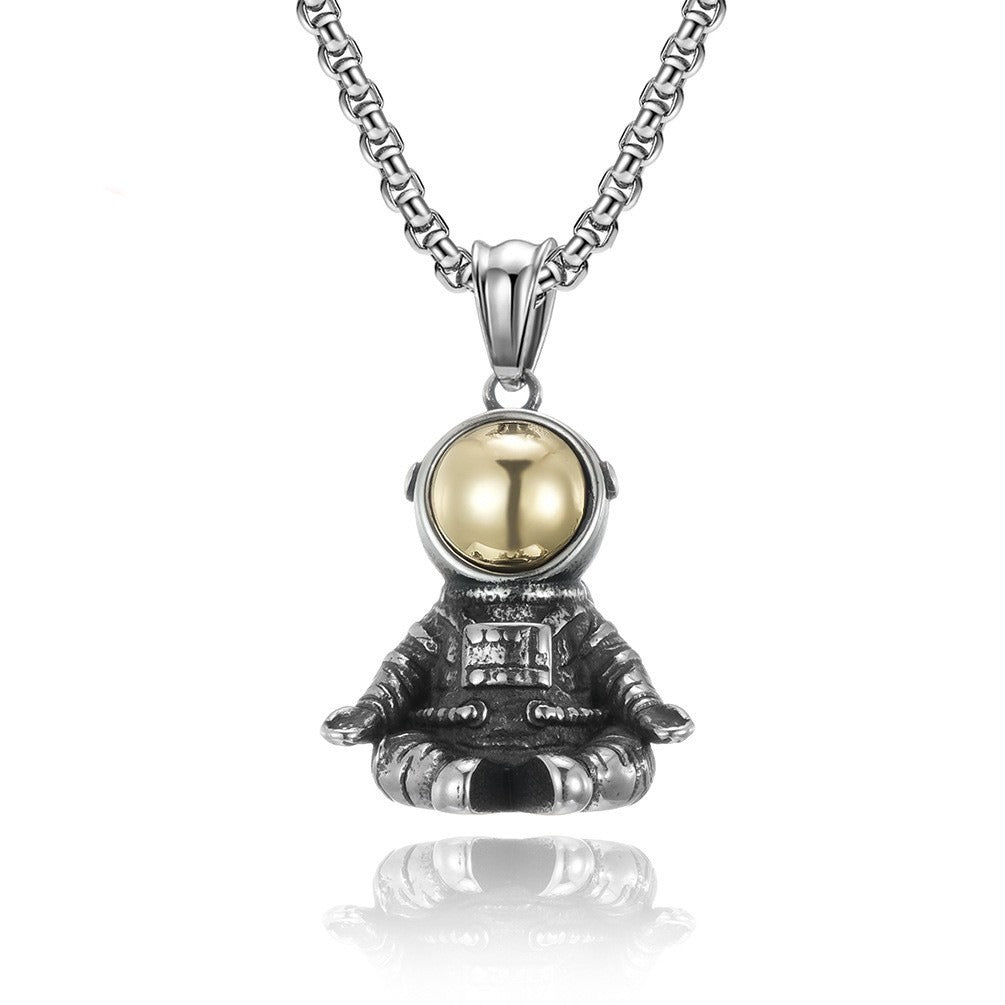 Kemstone Astronaut Pendant Necklace Titanium Steel Space Charm for Men Women K-PT402