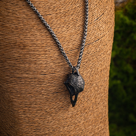 Kemstone Raven Head Pendant Necklace Titanium Steel Nordic Style for Men NW-XL162