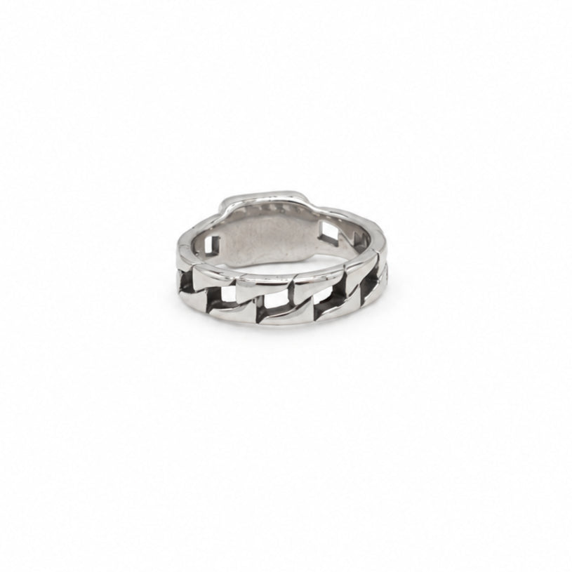 Kemstone Chain Link Signet Ring for Men Titanium Steel R1827