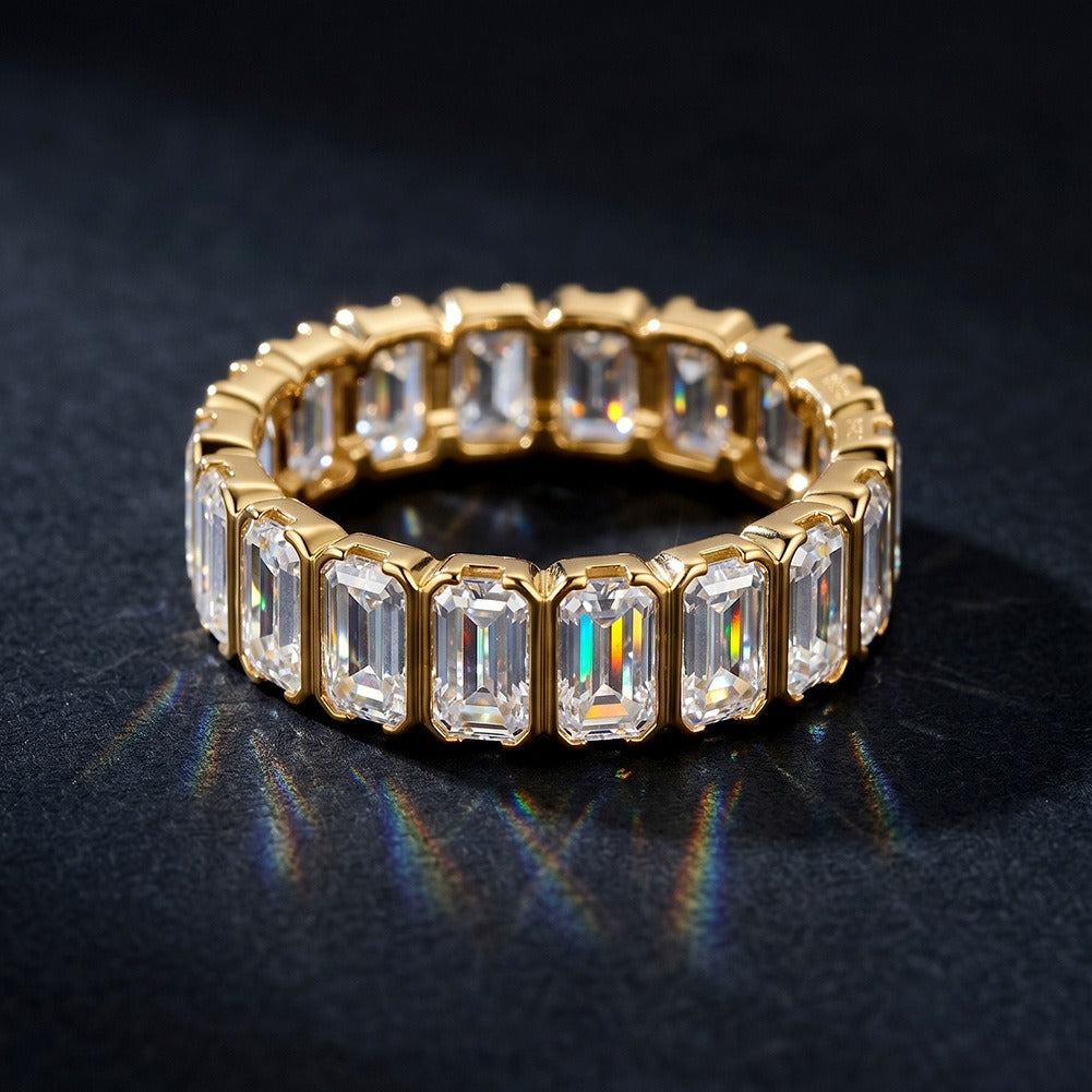 Kemston Baguette Moissanite Eternity Ring for Women 925 Sterling Silver SMOR27