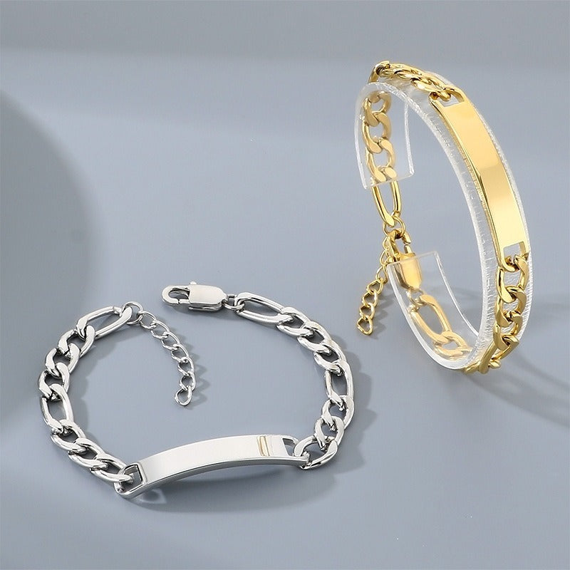 Kemstone ID Bracelet for Men Titanium Steel Cuban Chain Curved Bar KB212145-KFC