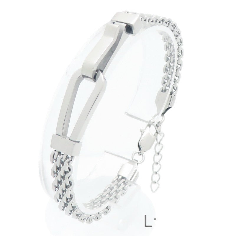 Kemstone Bar Link Chain Bracelet for Men Titanium Steel Double Layer Adjustable KB213341-KFC