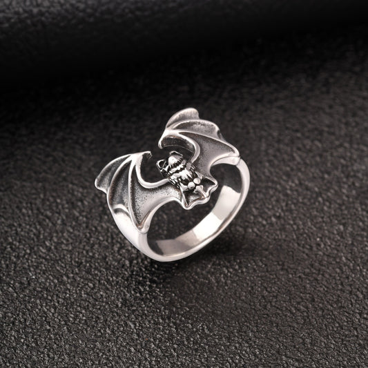 Kemstone Stainless Steel Bat Ring for Men Gothic Silver Style RC-139