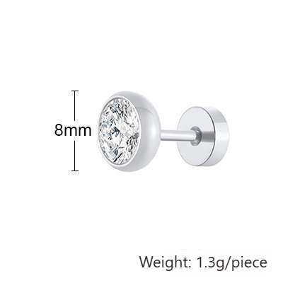 Kemstone Men’s CZ Stud Earrings – Stainless Steel Minimalist Jewelry, Silver/Gold/Black ES-332