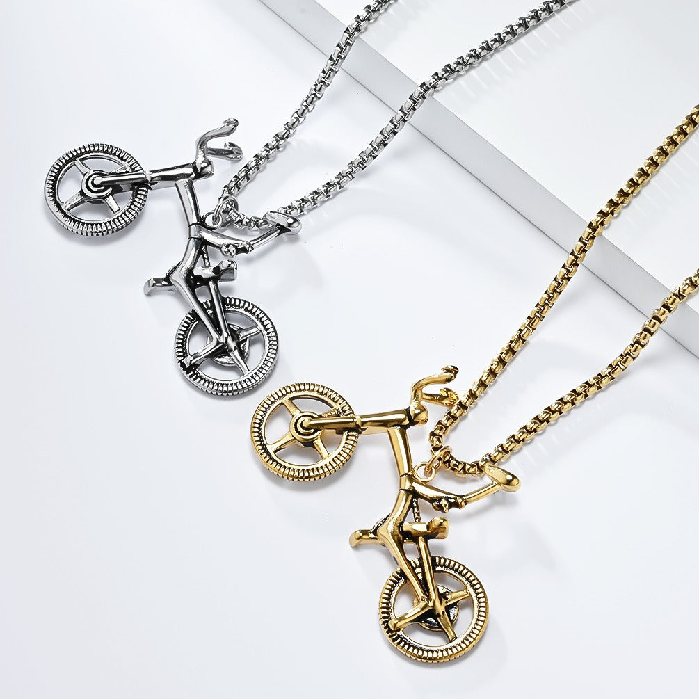 Kemstone Bicycle Pendant Necklace Stainless Steel Bike Chain for Men Women K-PT587