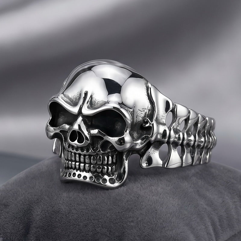 Kemston Titanium Steel 3D Skull Cuff Bracelet for Men Gothic Biker KB36415-D
